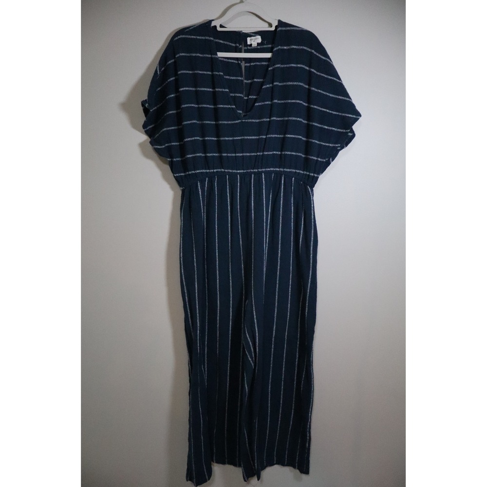 ☀️3/$15☀️ Coastal Nautical World Market Jumpsuit L/XL Blue Striped